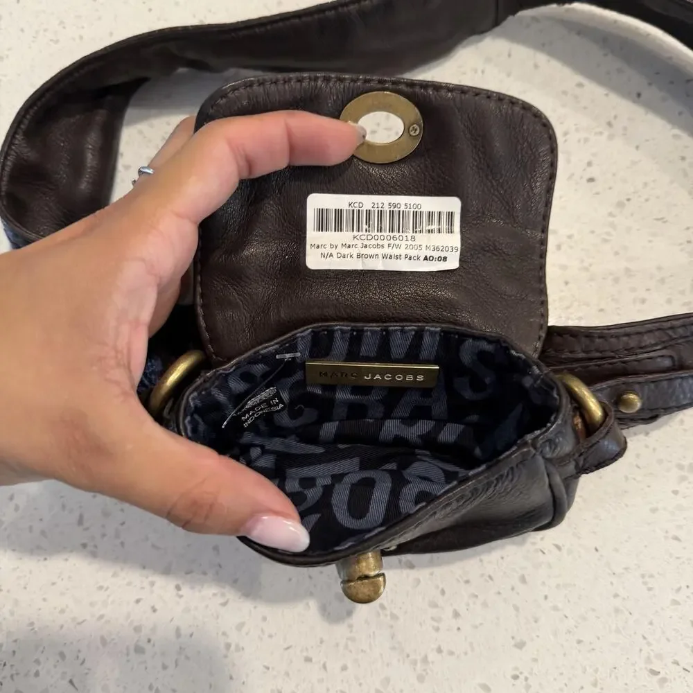Vintage Marc By Marc Jacobs Dark Brown Leather Waist Pack Belt Bag Y2K 2000s